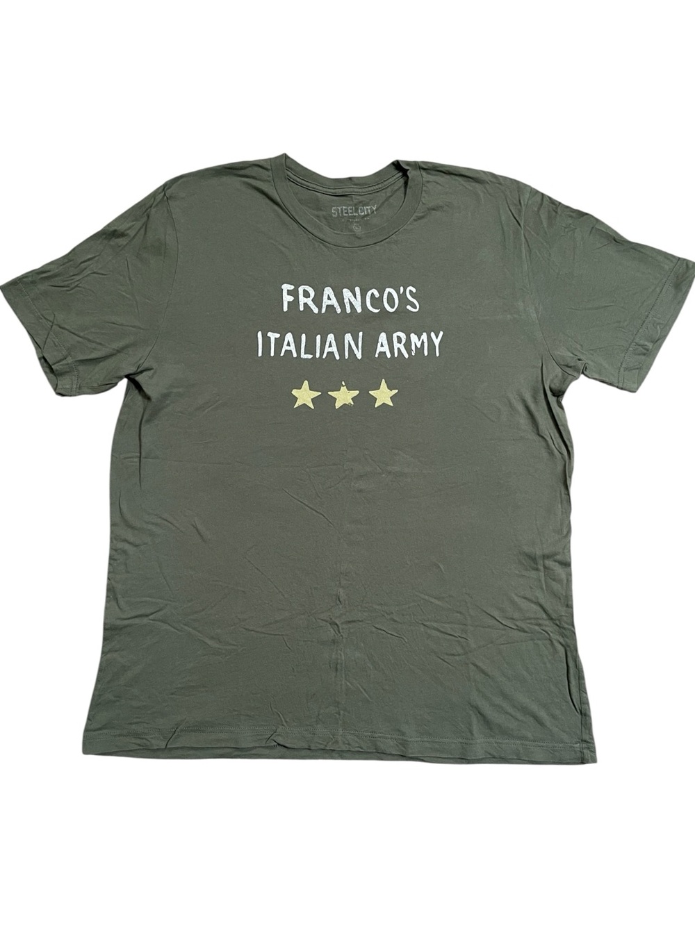 Steel City Franco's Italian Army Cotton Crewneck Graphic Tee Green Size XL